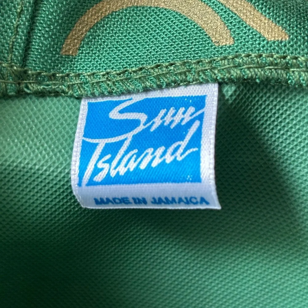Vintage Deadstock Jamaica Green & Gold Canvas Tote Beach Bag